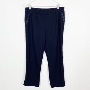 CLEARANCE - Basler Blue Textured Straight Leg Dress Pants with Satin Trim Pocket